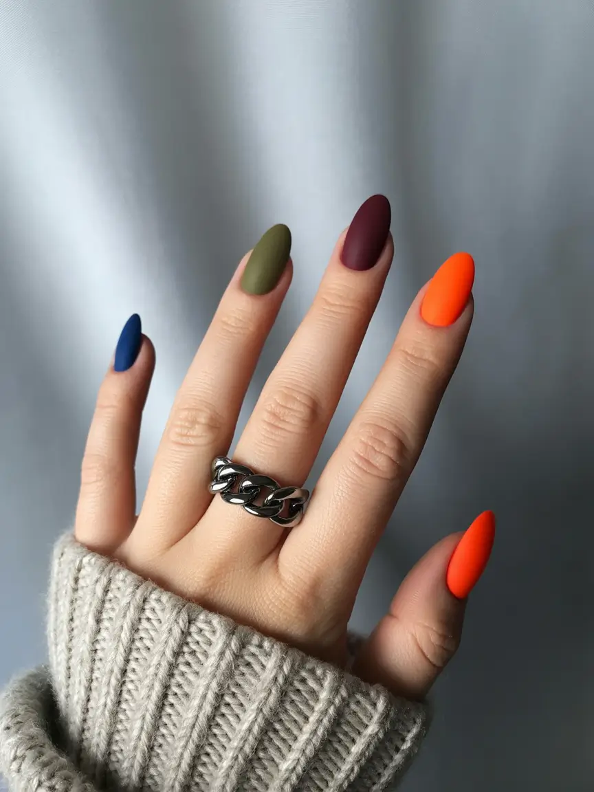 fall-gel-nails-Matte Mix-and-Match Fall Palette