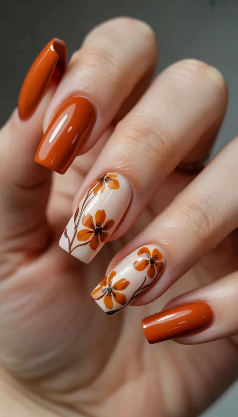 fall-gel-nails-Terracotta Blossom Tips