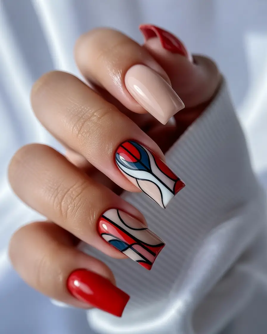 fall-gel-nails-graphic-red-abstract-vibes
