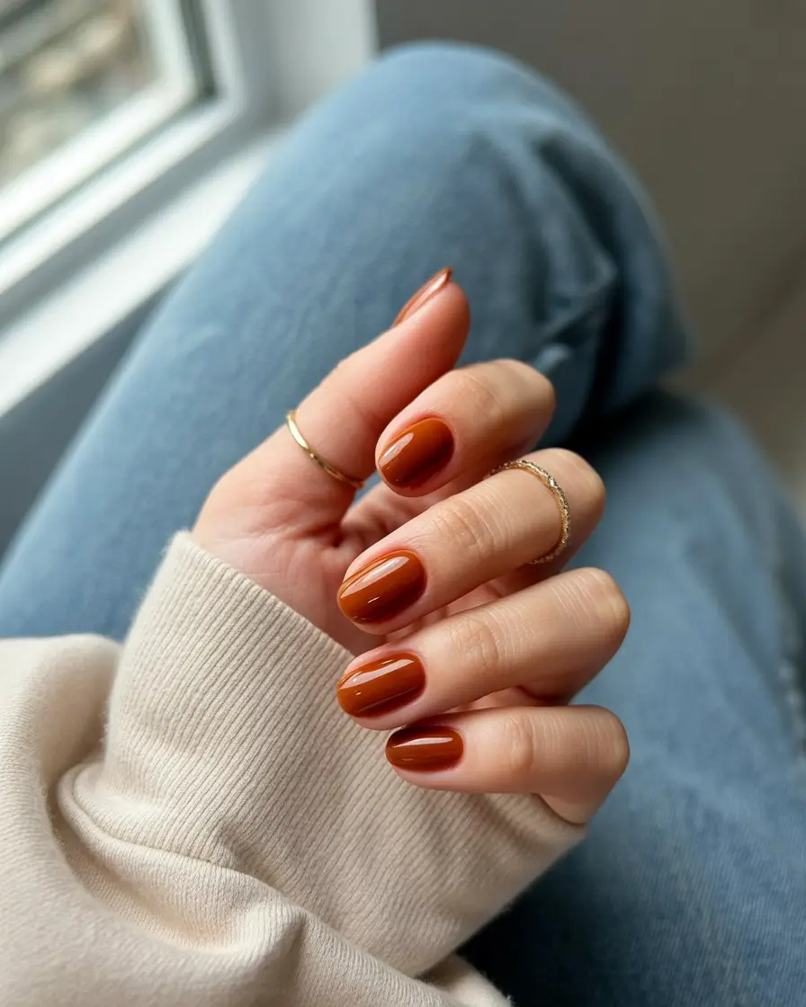 fall-gel-nails-Burnt Caramel Simplicity