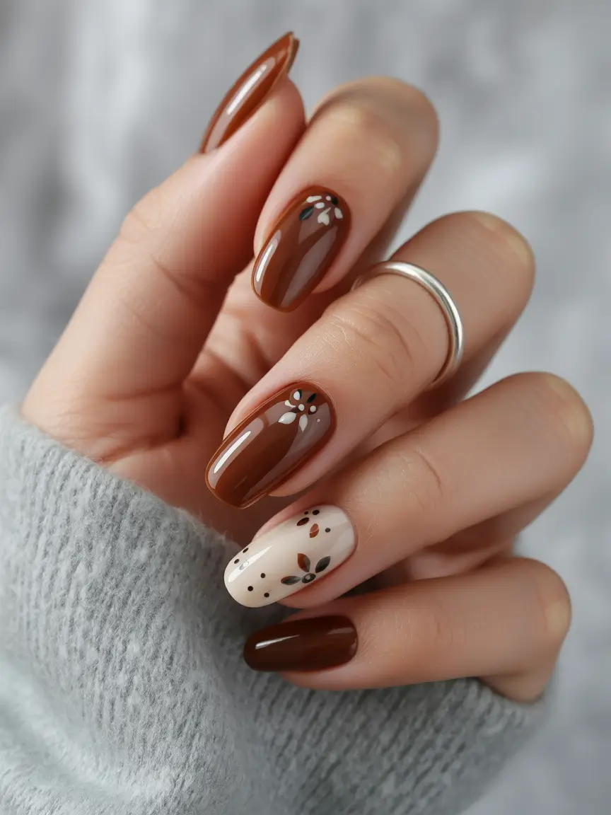 fall-gel-nails-Chestnut Petal Bloom