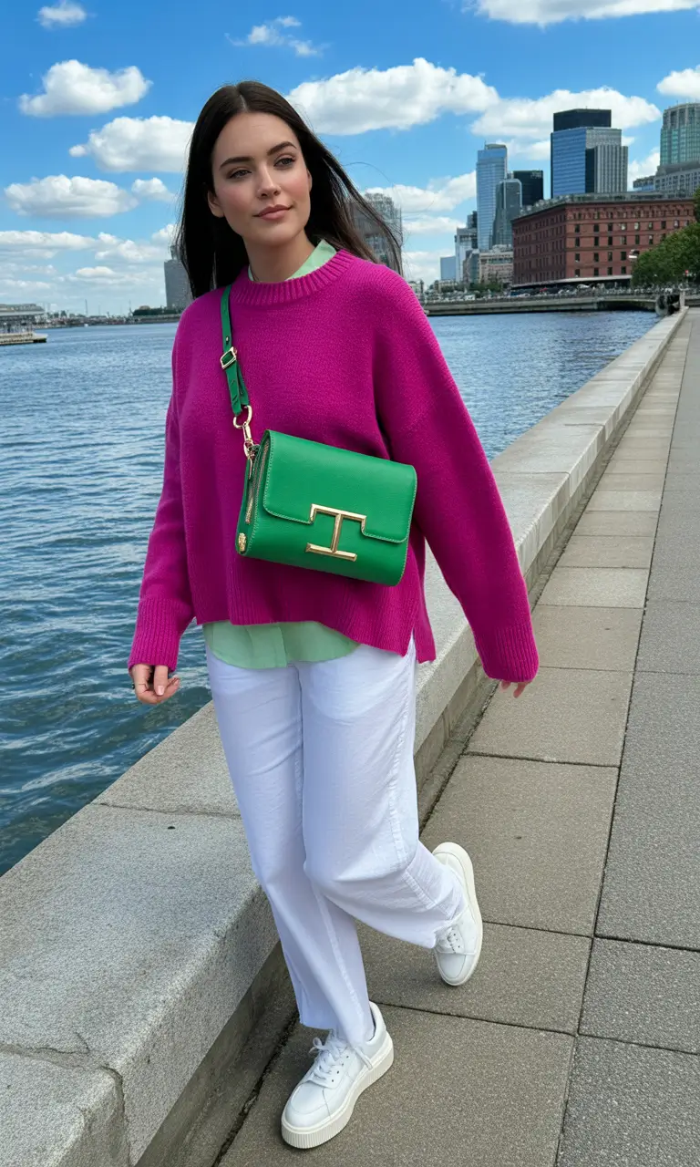 Street style casual Jewel-Tone Pops and Weekend Cool