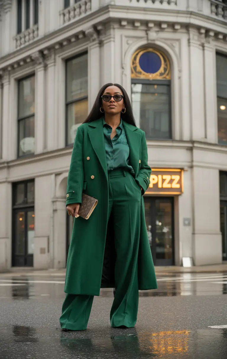 Street style women Monochrome Emerald Moments
