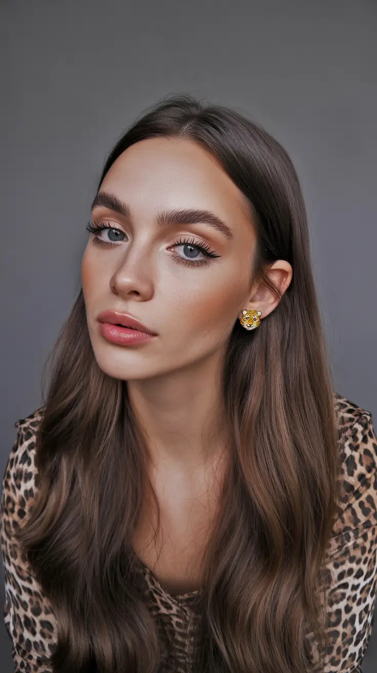 Fall brown hair color Soft Mahogany Waves with Natural Volume