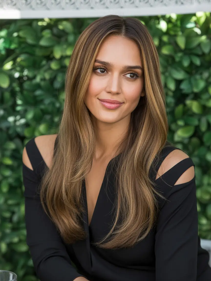 Fall brown hair color Soft Bronze Straight Layers