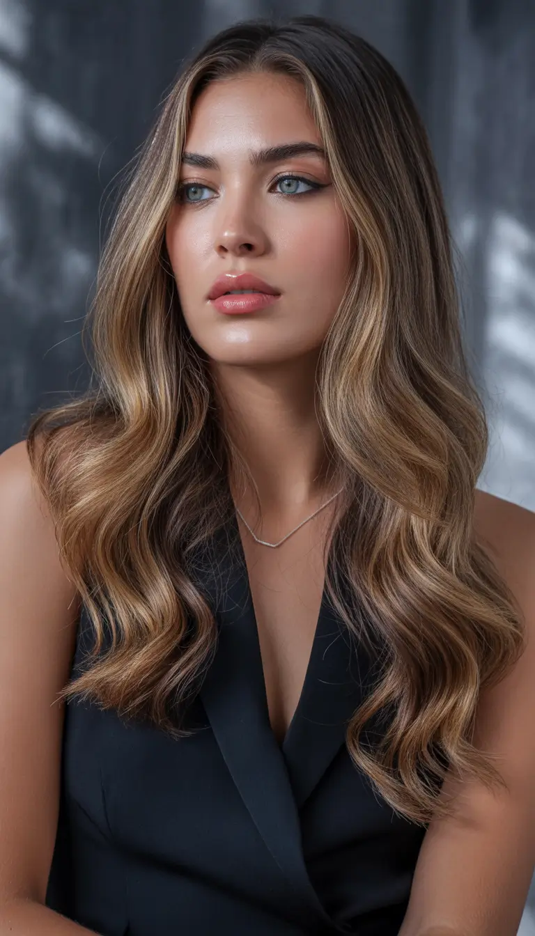 Fall brown hair color Golden Chestnut Glam Waves