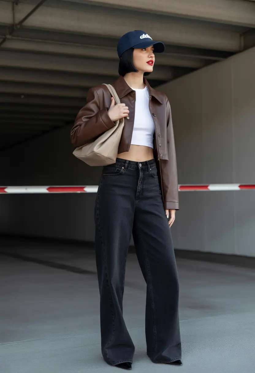 Warm fall outfits Off-Duty Model With a Baseball Cap