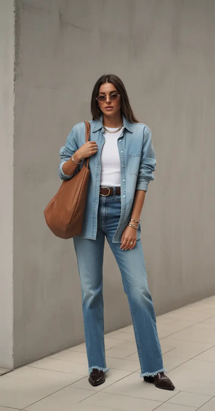 Warm fall outfits Double Denim Triple Cool