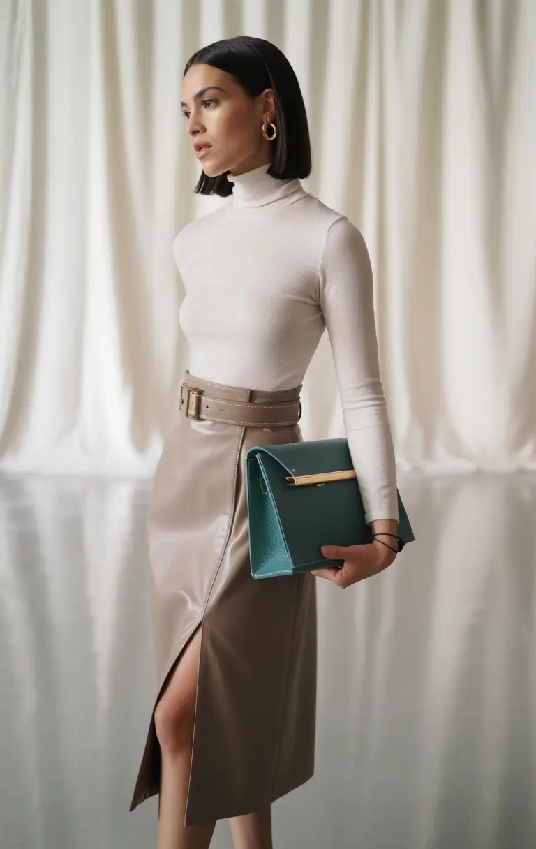 warm fall outfits ideas 2025+Sleek Neutrals with a High Waist Moment