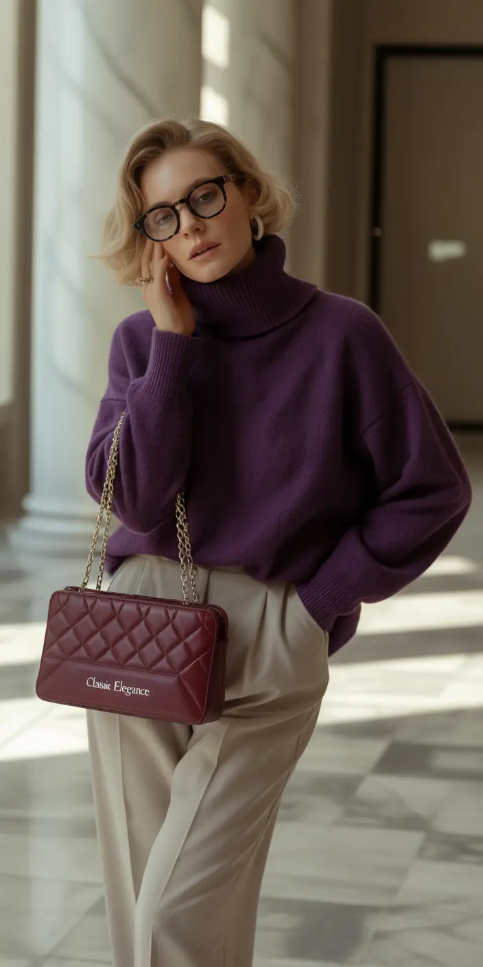 warm fall outfits ideas 2025+Purple Power & Latte Neutrals