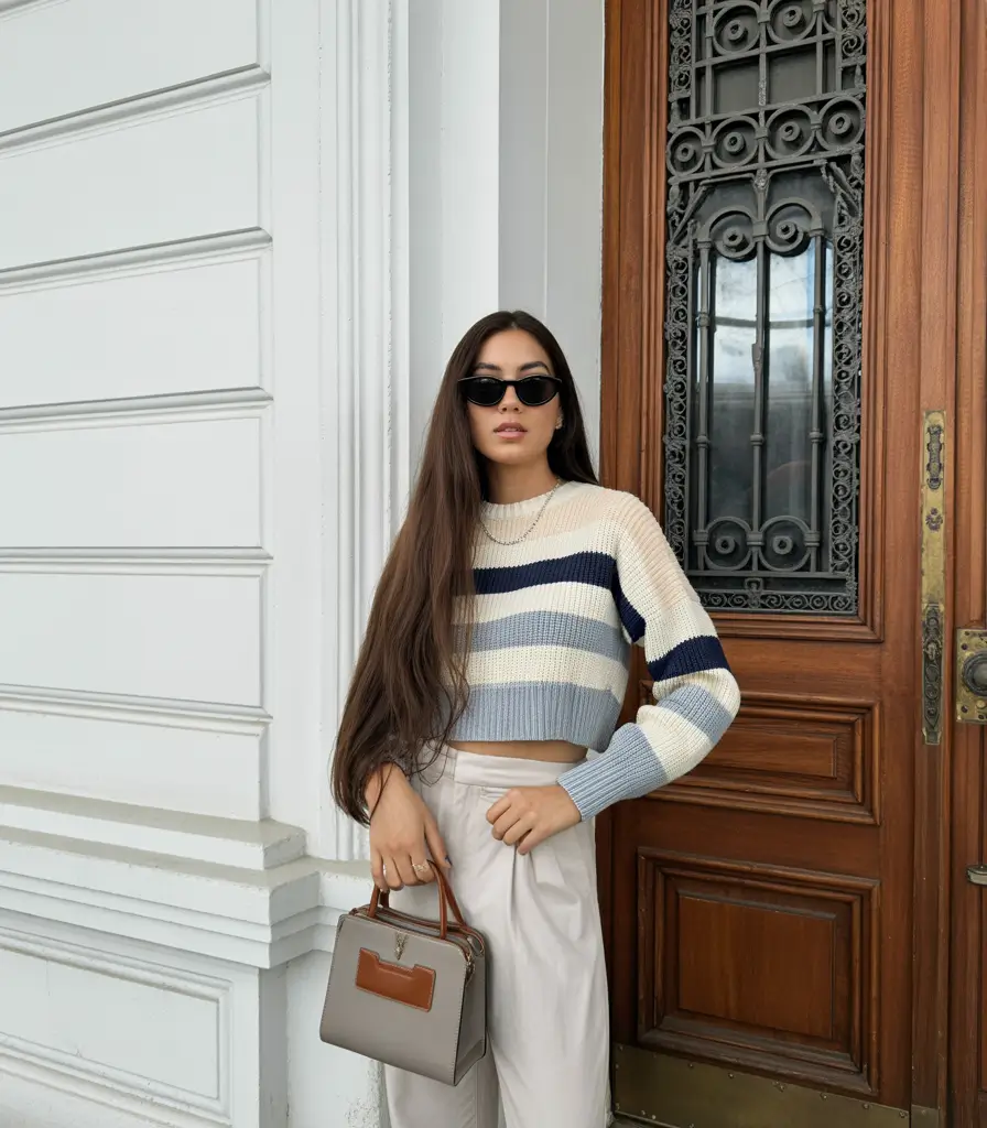 warm fall outfits ideas 2025+Cropped & Striped for the Everyday