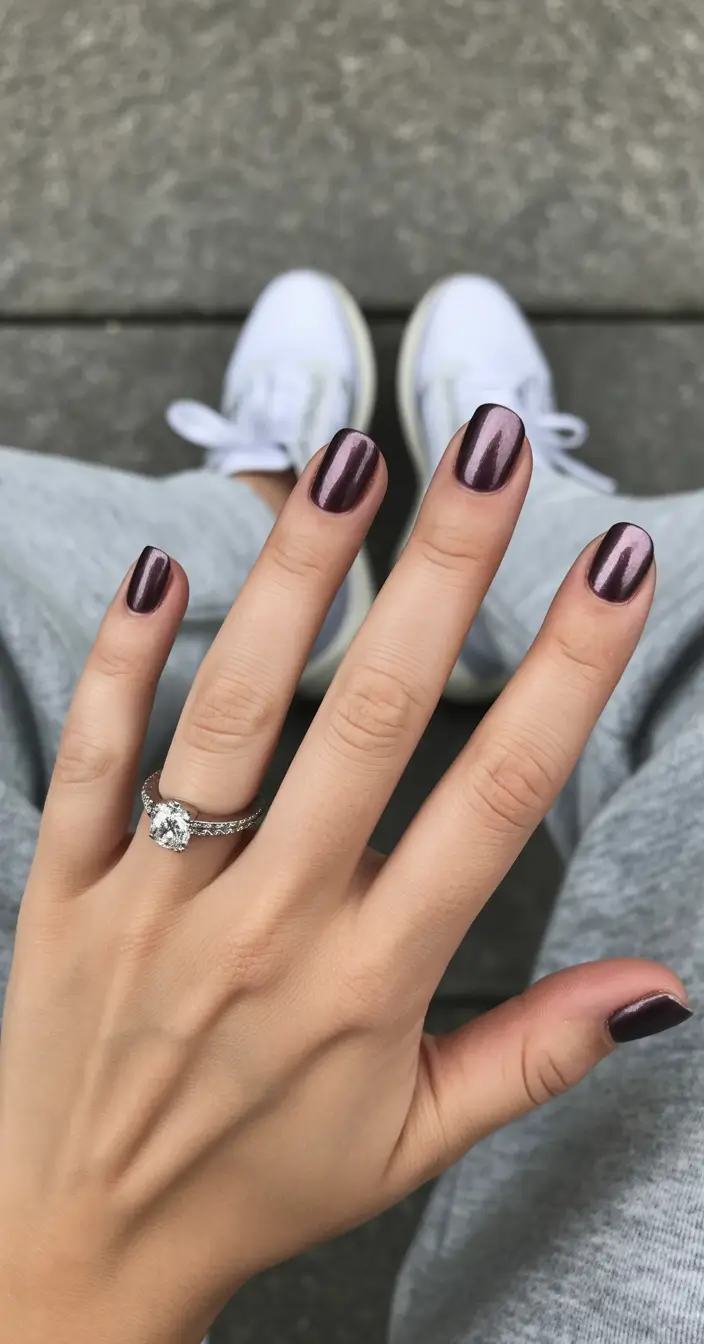 2025 Dark Fall Nails Metallic Plum Shine
