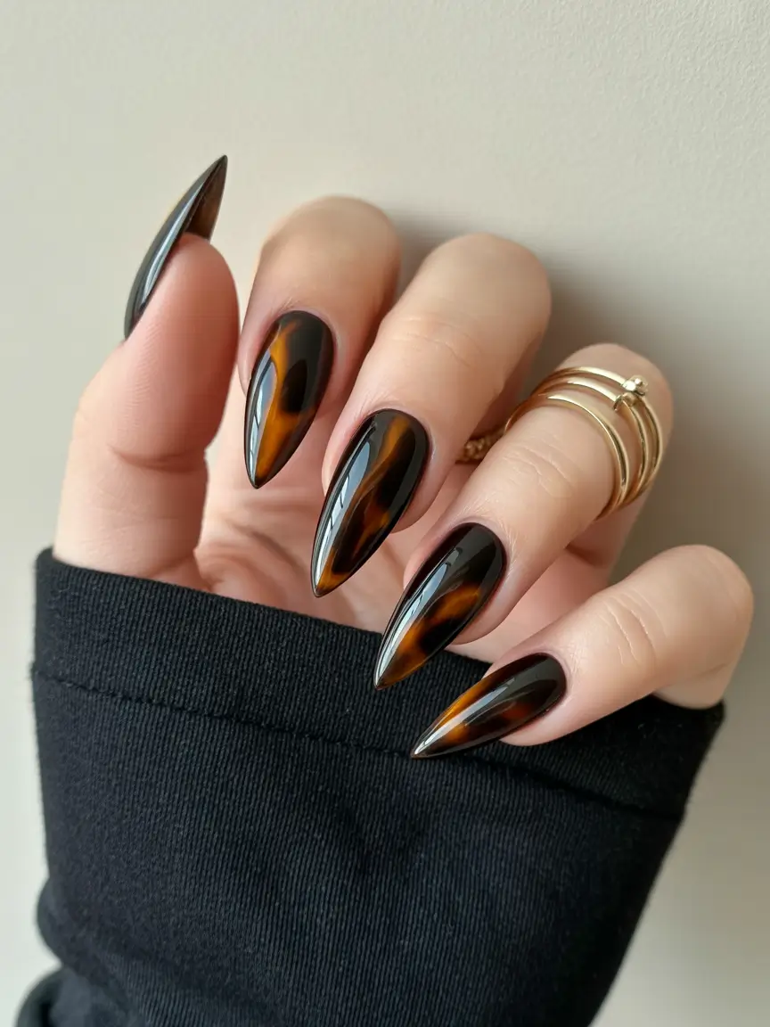 2025 Dark Fall Nails Tortoiseshell Drama