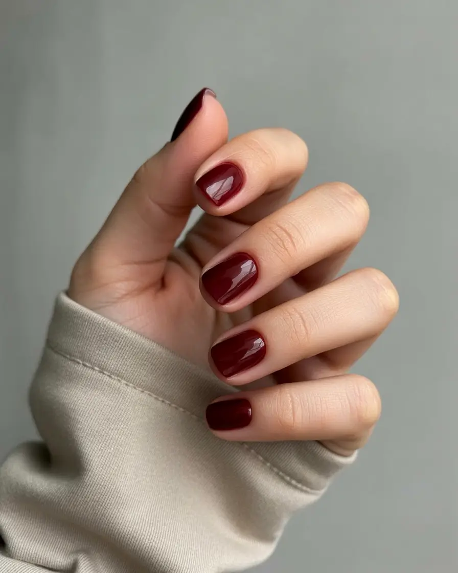 2025 Dark Fall Nails Classic Short Crimson