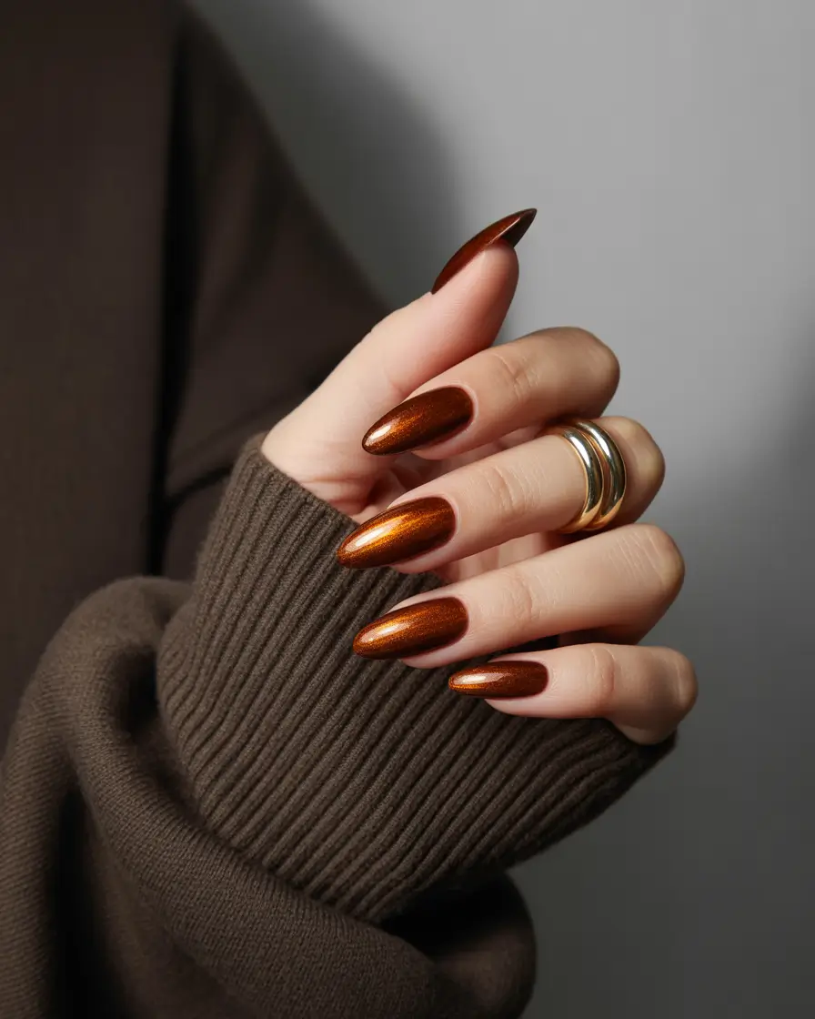 2025 Dark Fall Nails Molten Copper Shine