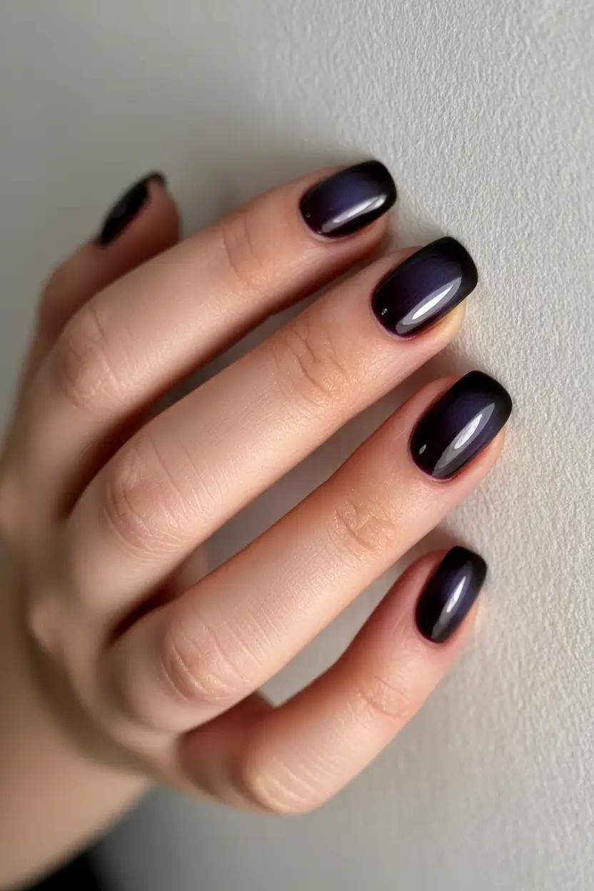 2025 Dark Fall Nails Midnight Purple Gradient