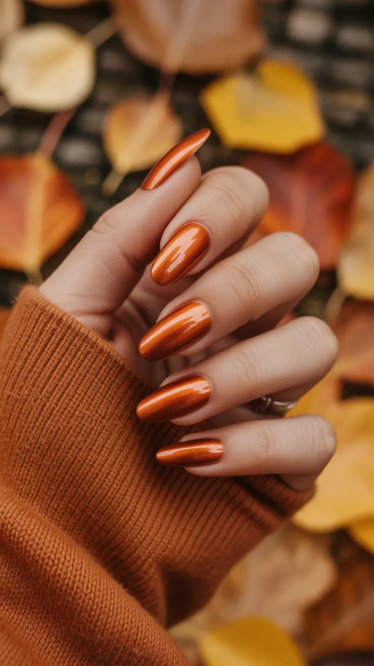 2025 Fall Chrome Nails Autumn Ember Chrome