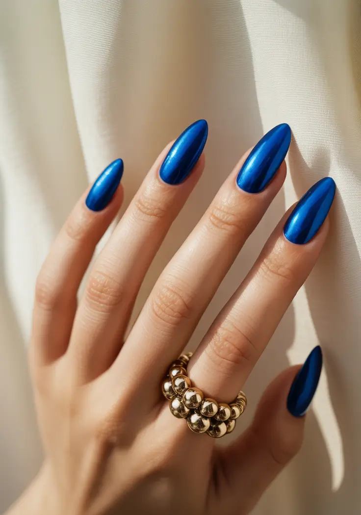 2025 Fall Chrome Nails Cobalt Chrome Pop