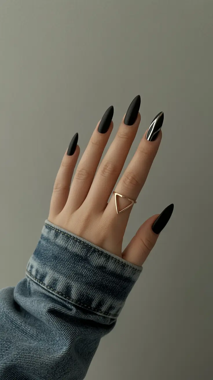 2025 Fall Chrome Nails Matte and Shine Contrast