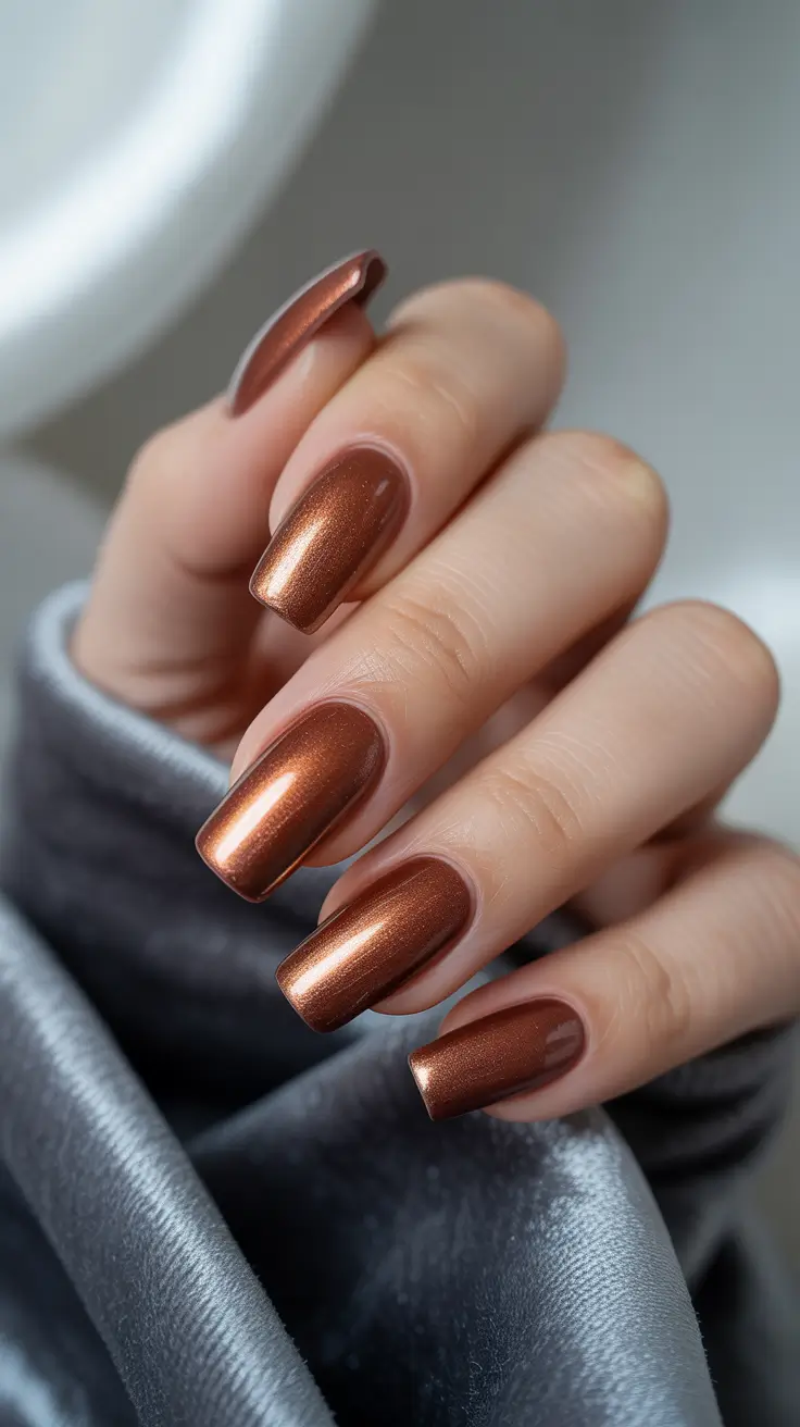 2025 Fall Chrome Nails Chocolate Chrome Elegance