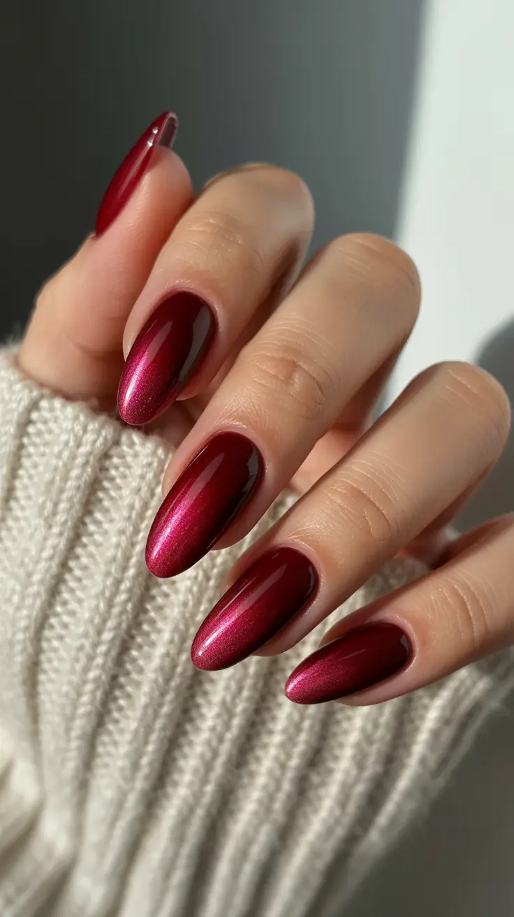 2025 Fall Chrome Nails Berry Chrome Elegance