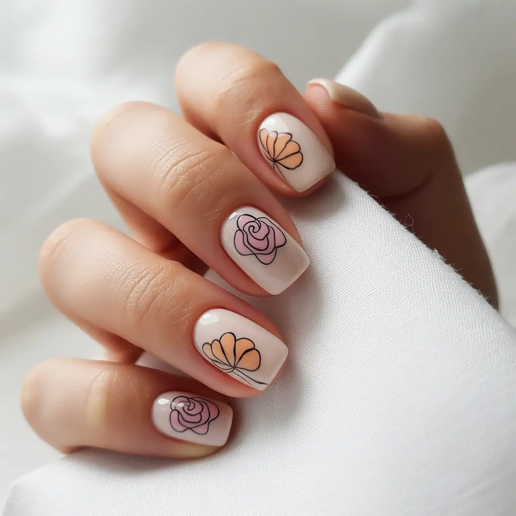 fall-wedding-nails-Sketchbook-Florals-with-a-Soft-Focus
