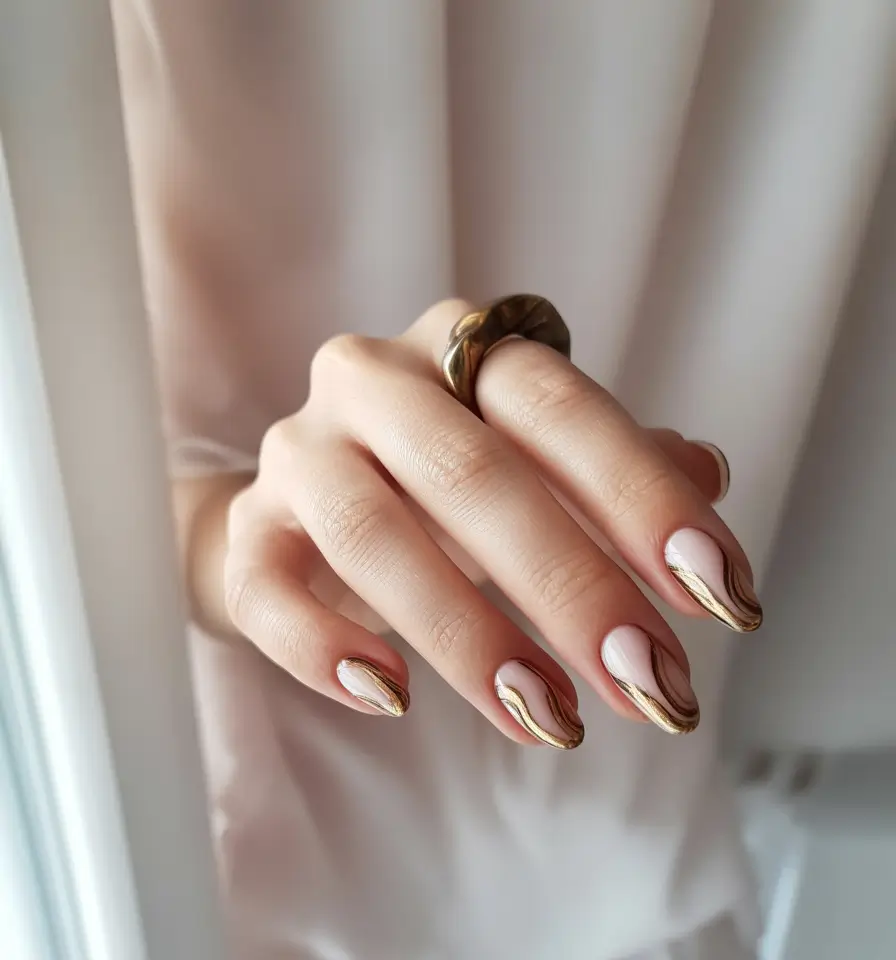 fall-wedding-nails-Molten-Metal-Meets-Modern-Marble