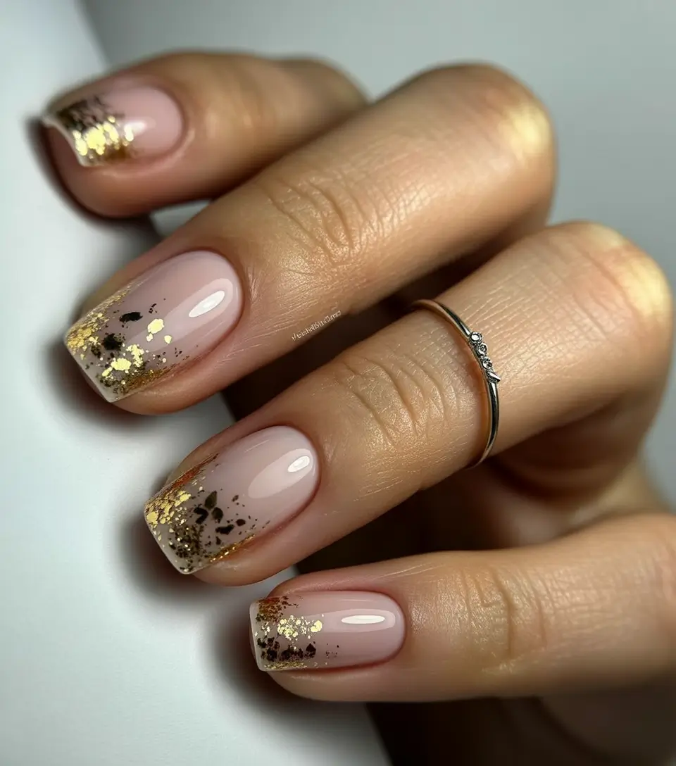 fall-wedding-nails-Gilded-French-with-Autumnal-Drama