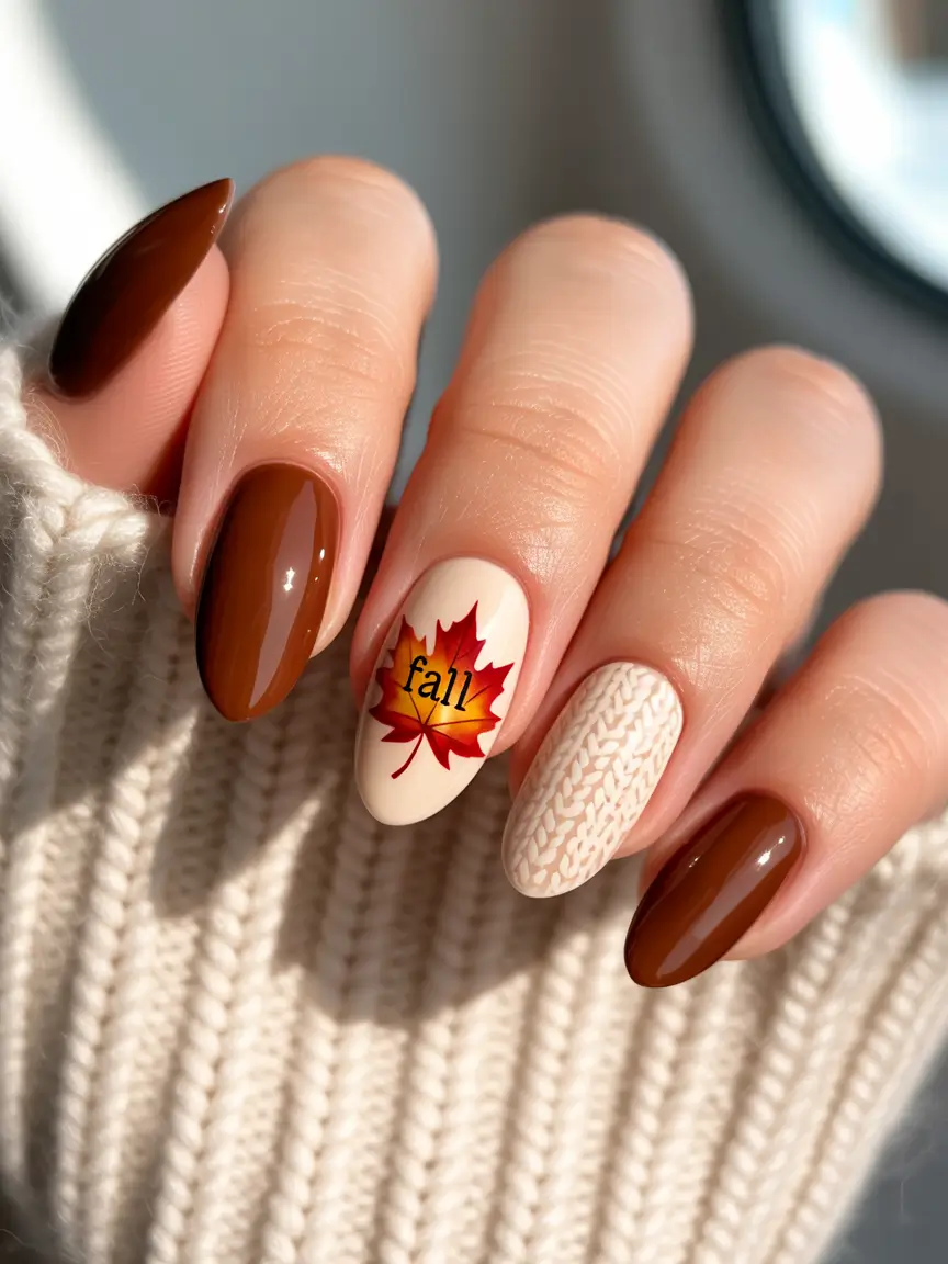 Autumn Nail Color Ideas 2025 Classic Fall Palette with Sweater Texture