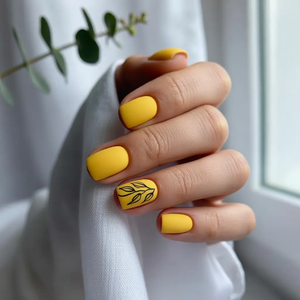 Autumn Nail Color Ideas 2025 Golden Mustard Simplicity