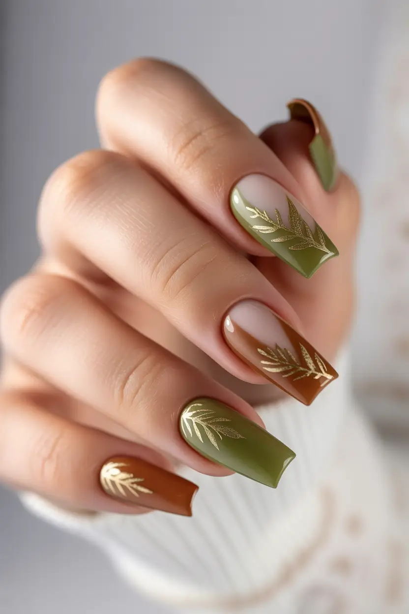 Autumn Nail Color Ideas 2025 Olive Greens and Burnt Caramel