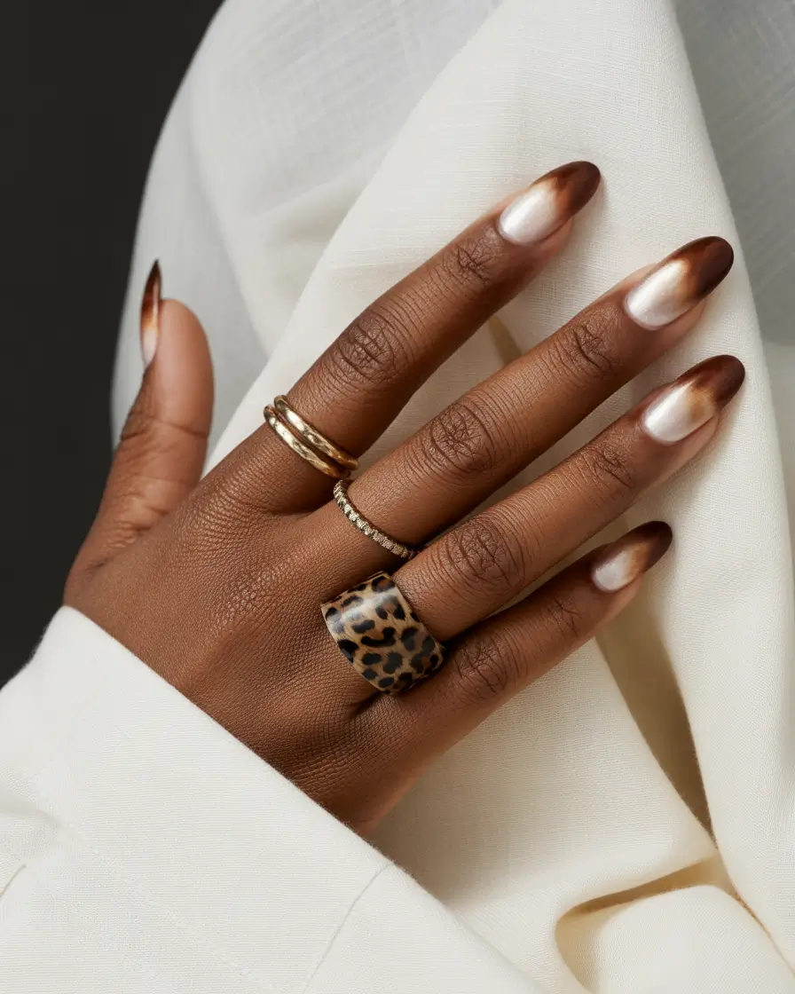 Best Fall Nail Colors for Brown Skin 2025 Chocolate Ombre Elegance