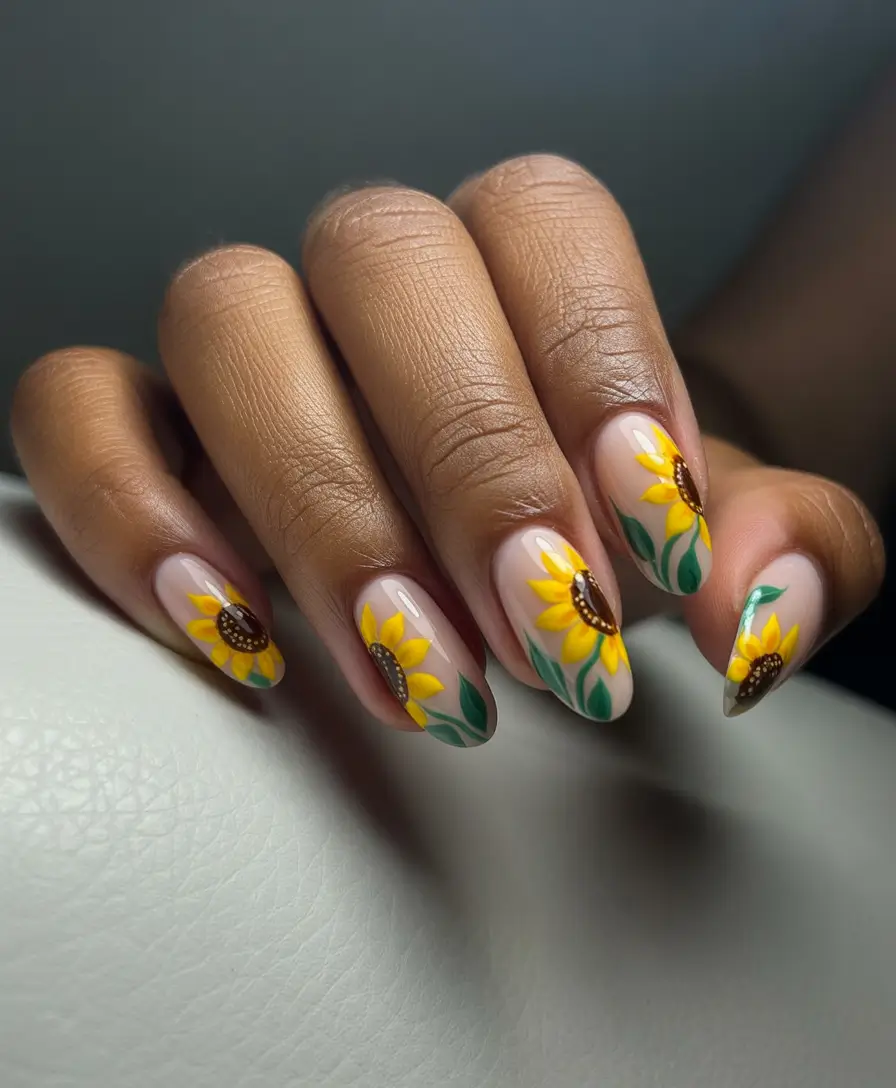 Best Fall Nail Colors for Brown Skin 2025 Golden Sunflower Glow