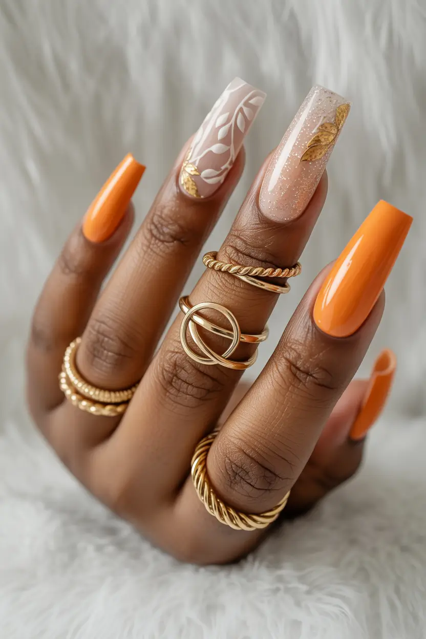 Best Fall Nail Colors for Brown Skin 2025 Autumn Leaf Elegance