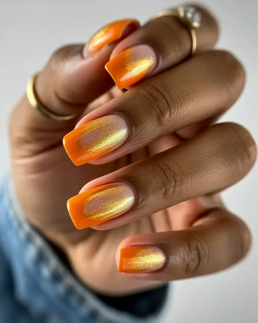Best Fall Nail Colors for Brown Skin 2025 Golden Sunset Glow