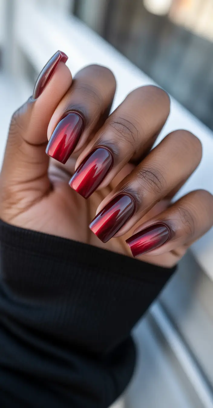 Best Fall Nail Colors for Brown Skin 2025 Deep Crimson Elegance