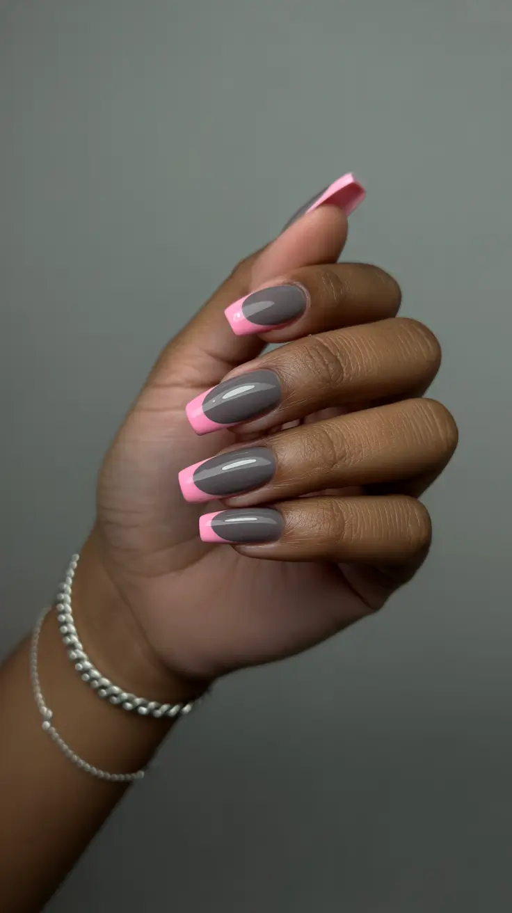 Best Fall Nail Colors for Brown Skin 2025 Modern Gray with Neon Tips