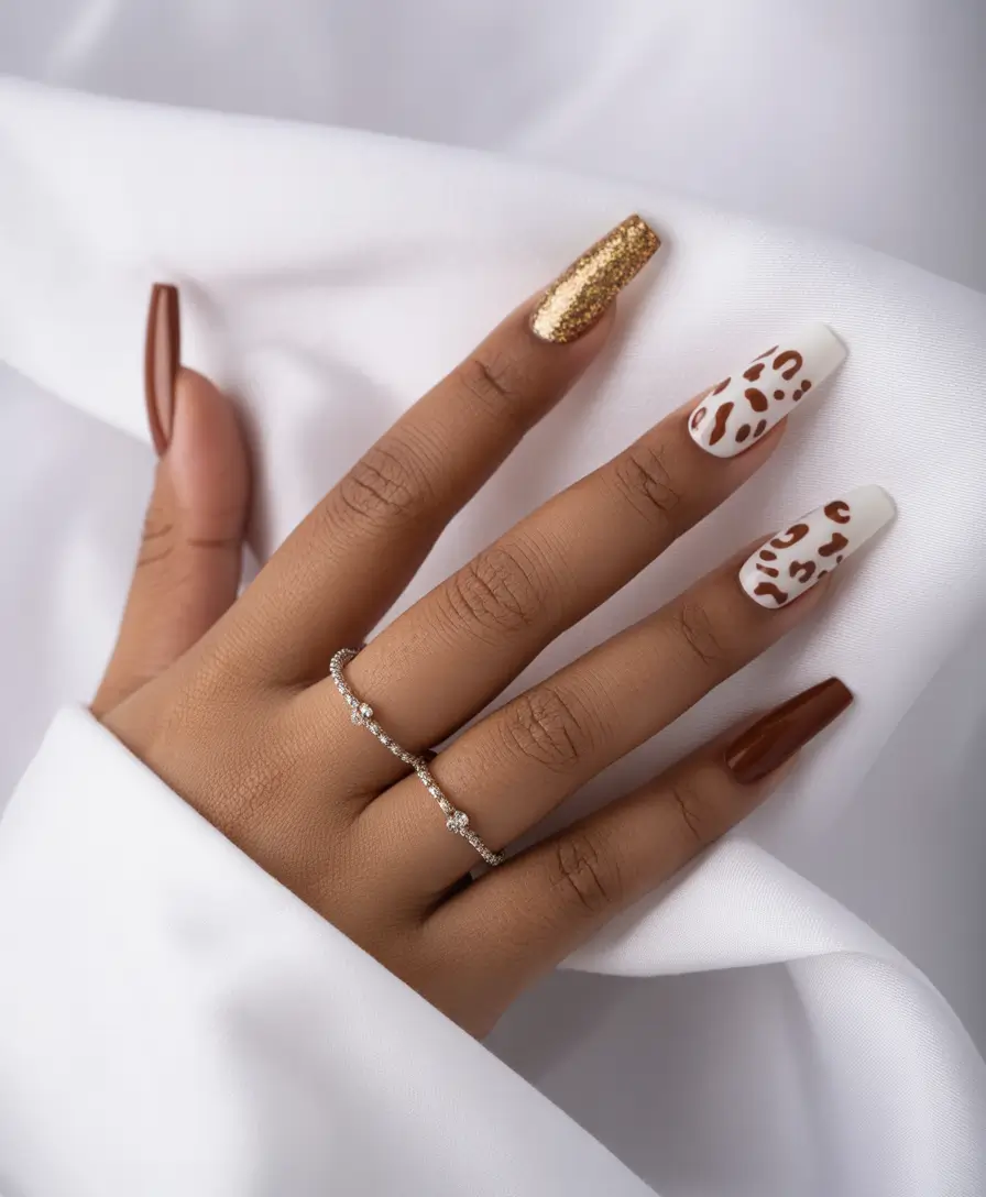 Best Fall Nail Colors for Brown Skin 2025 Golden Leopard Luxe