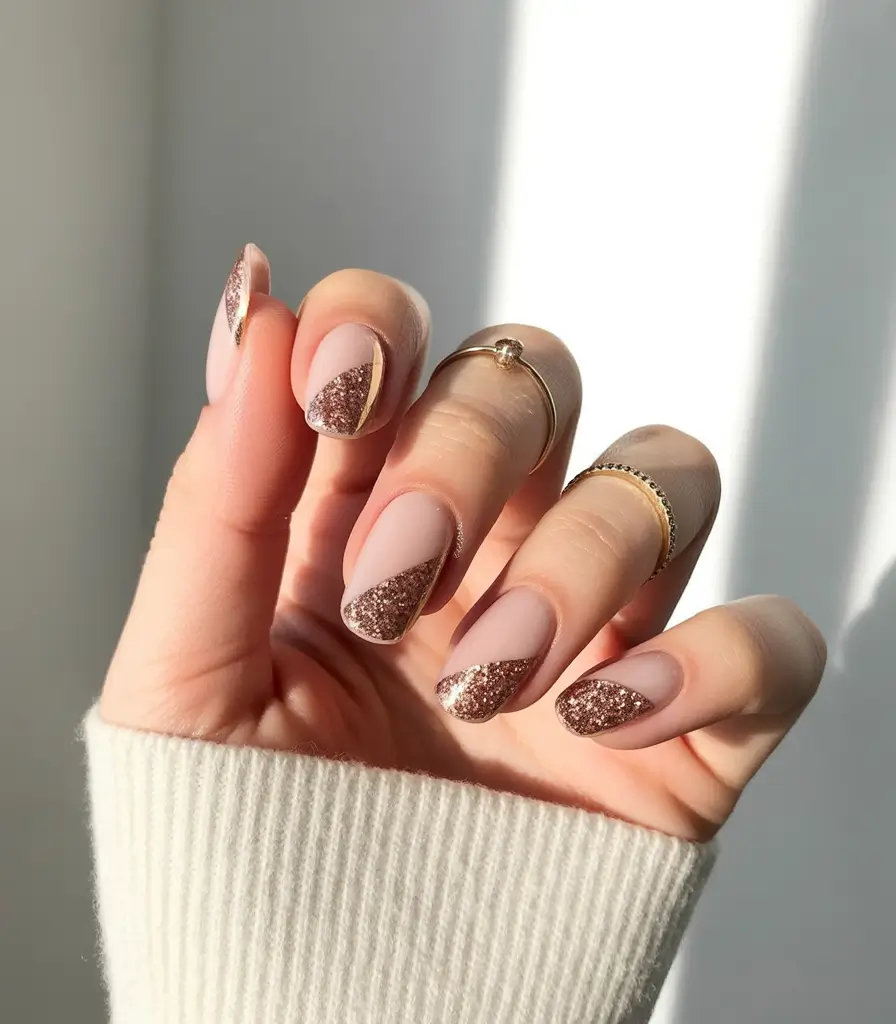 Best Fall Nail Colors for Medium Skin 2025 Golden Sparkle French Twist