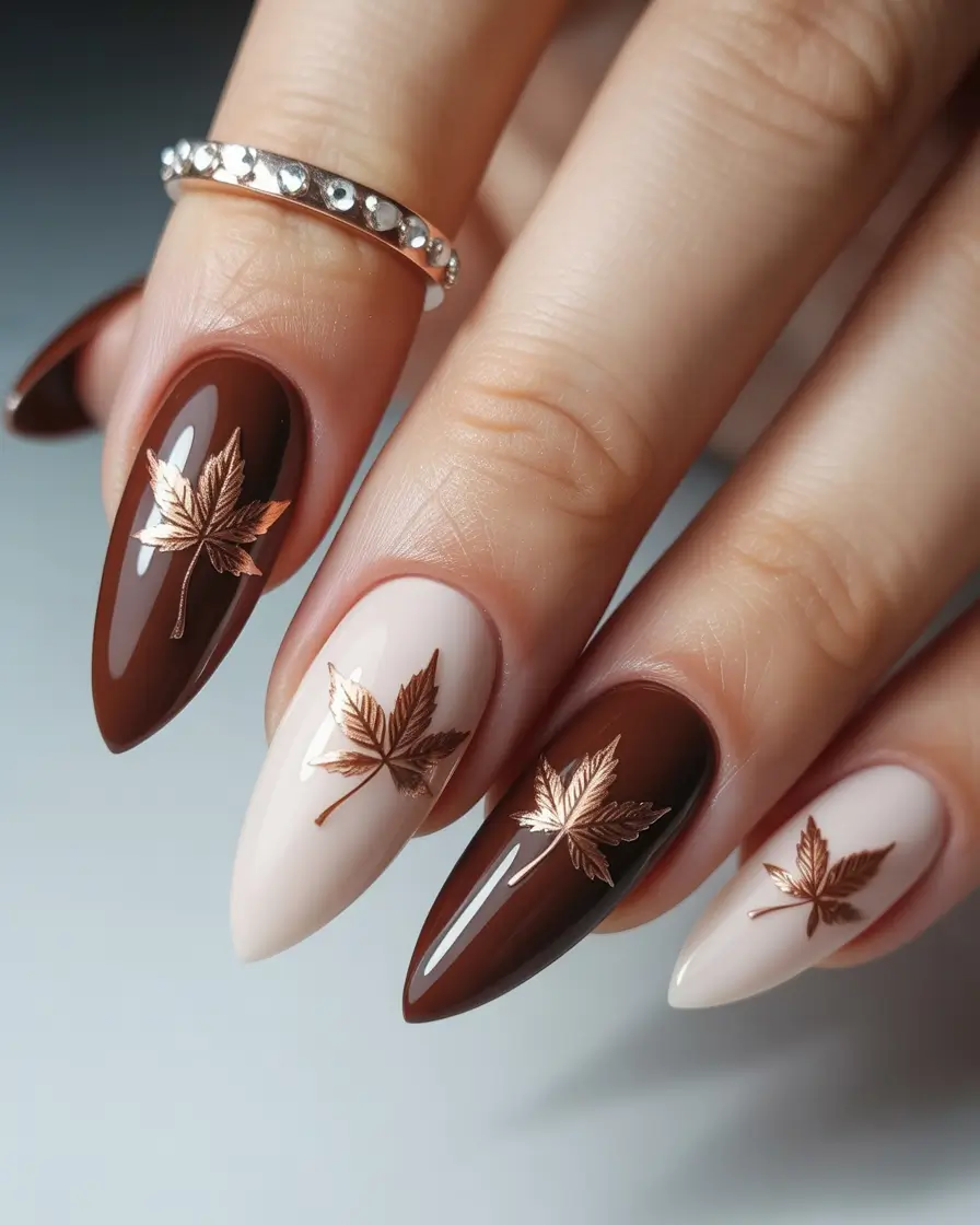 Best Fall Nail Colors for Medium Skin 2025 Bronzed Autumn Leaves