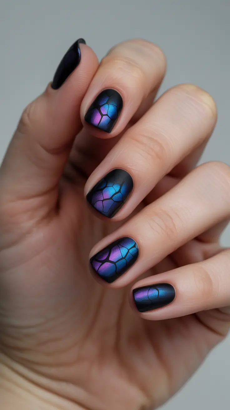 Best Fall Nail Colors for Medium Skin 2025 Smoky Chrome Cat Eye