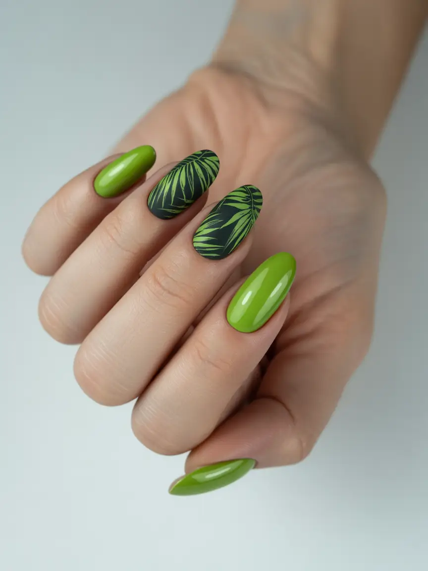 Best Fall Nail Colors for Medium Skin 2025 Green Botanical Accent