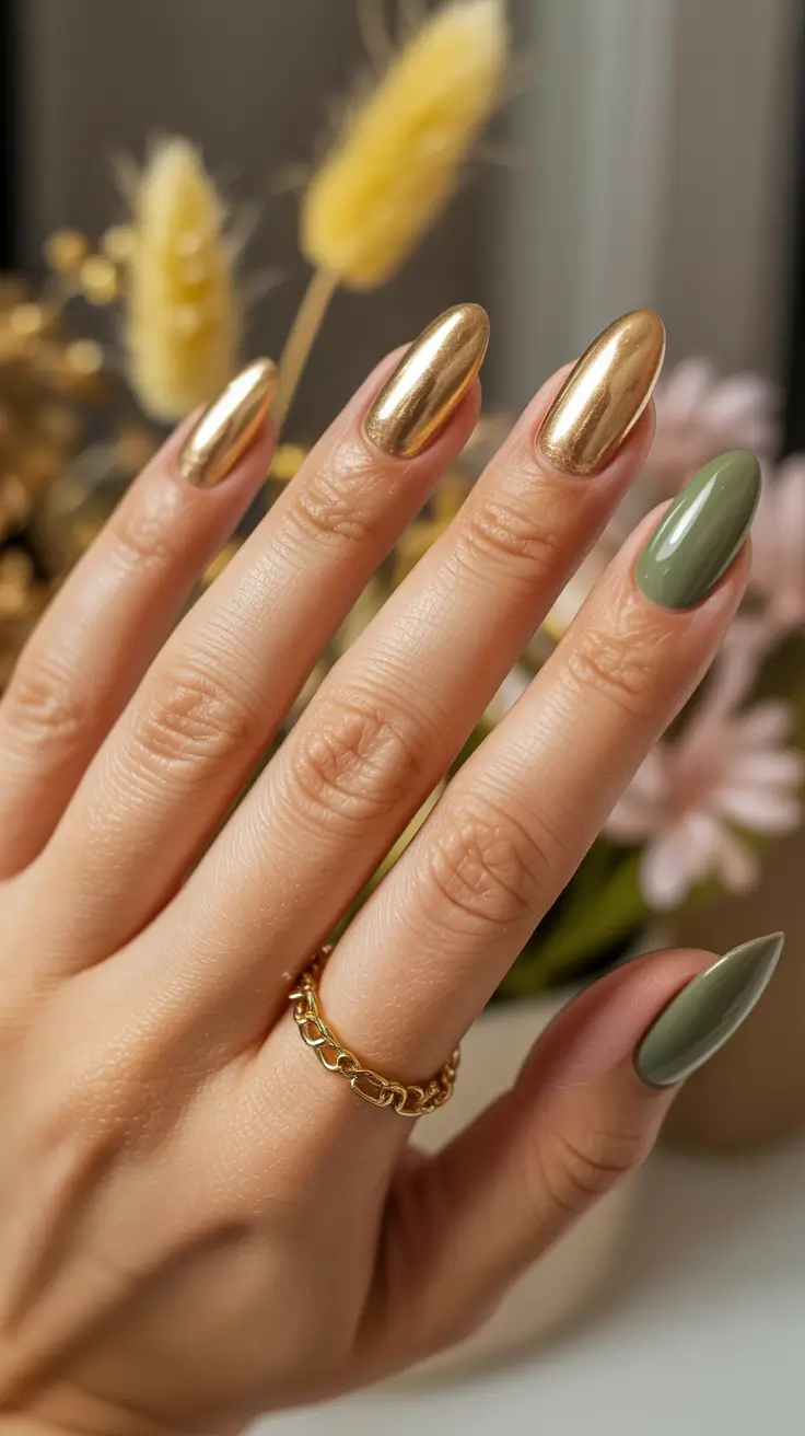 Best Fall Nail Colors for Medium Skin 2025 Golden Chrome and Olive Contrast