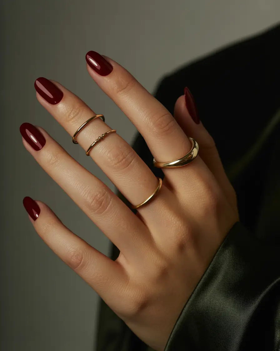 Bold Red Fall Nails 2025 Sleek Minimal Burgundy