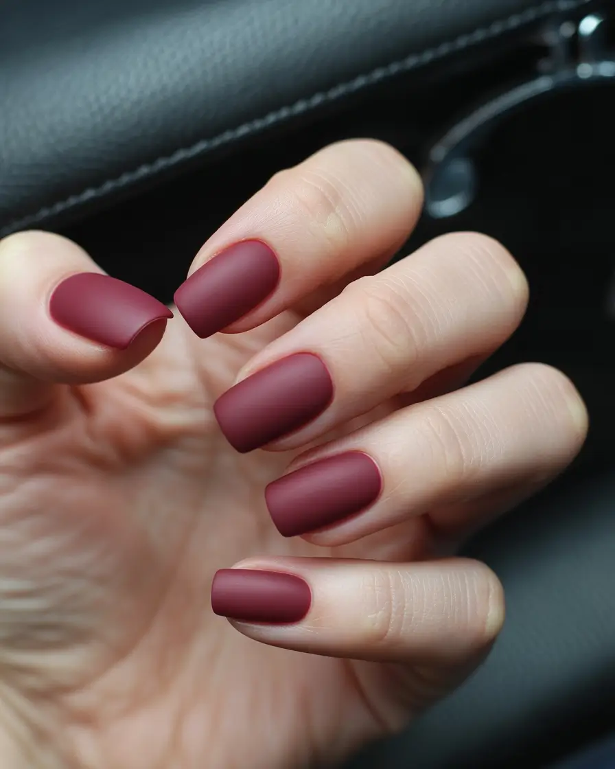 Bold Red Fall Nails 2025 Velvet Matte Bordeaux