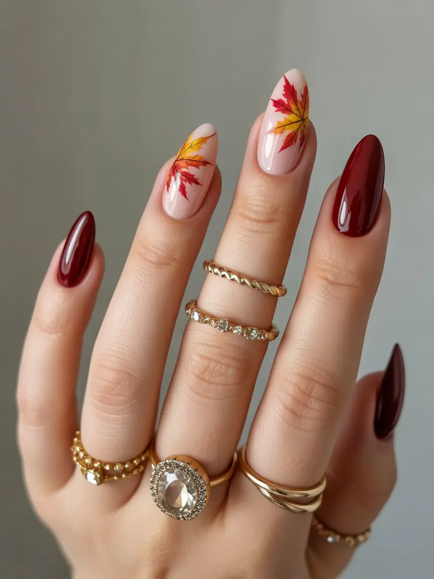 Bold Red Fall Nails 2025 Autumn Maple Glow