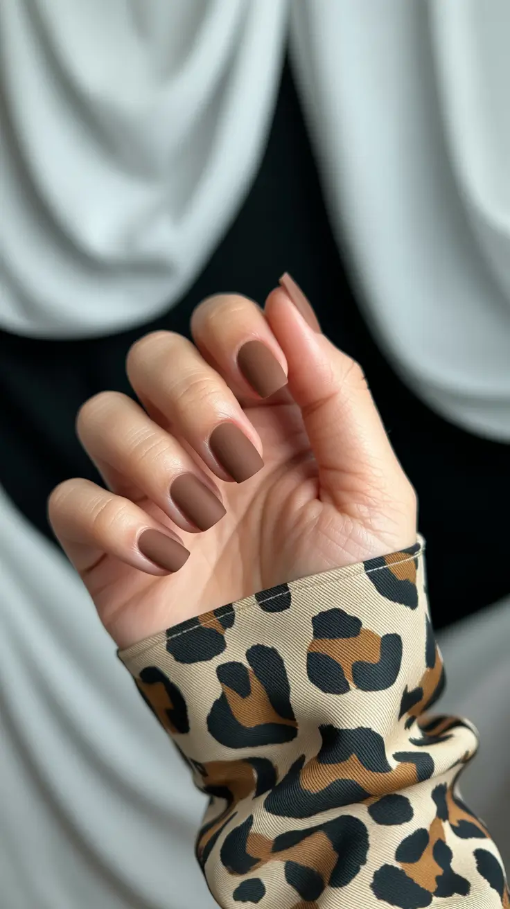brown fall nails 2025 Matte Coffee Bean Simplicity