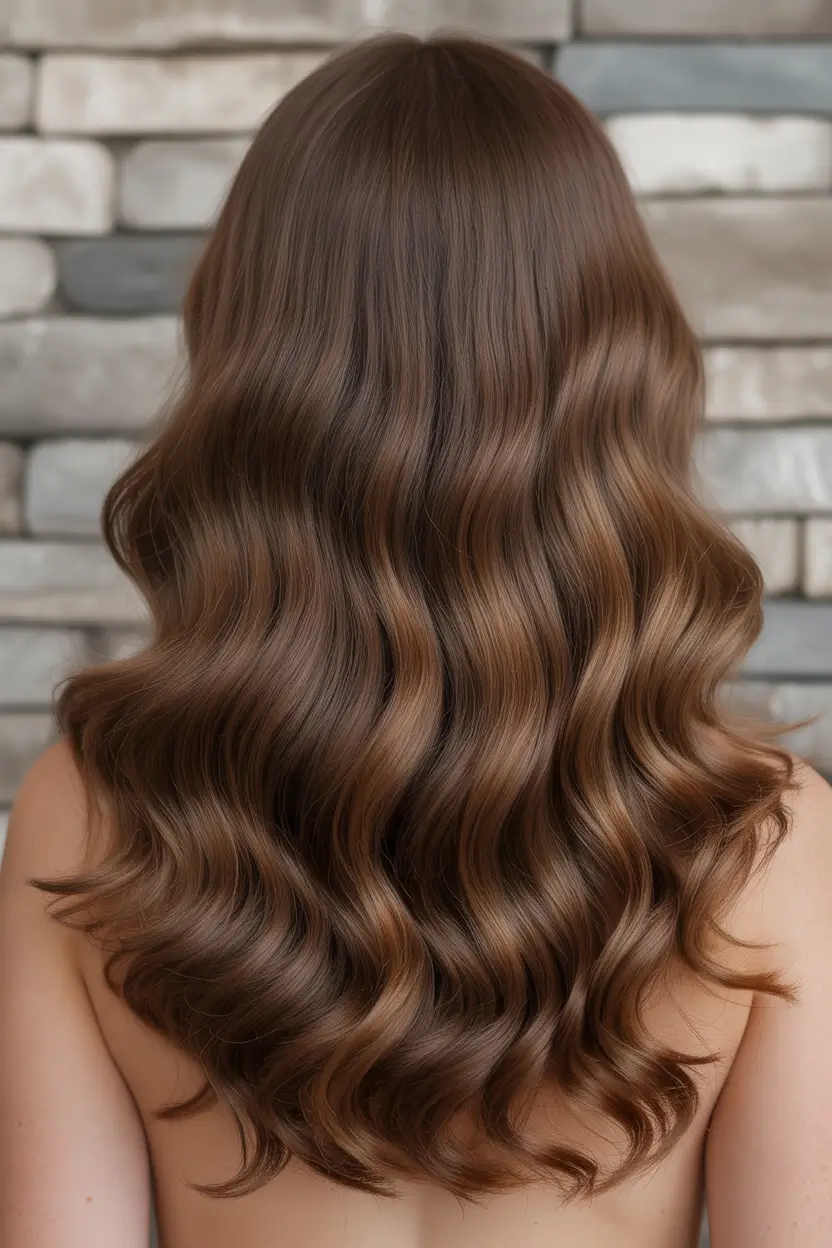 Chestnut brown fall hair color 2025 Soft Waves in Medium Chestnut
