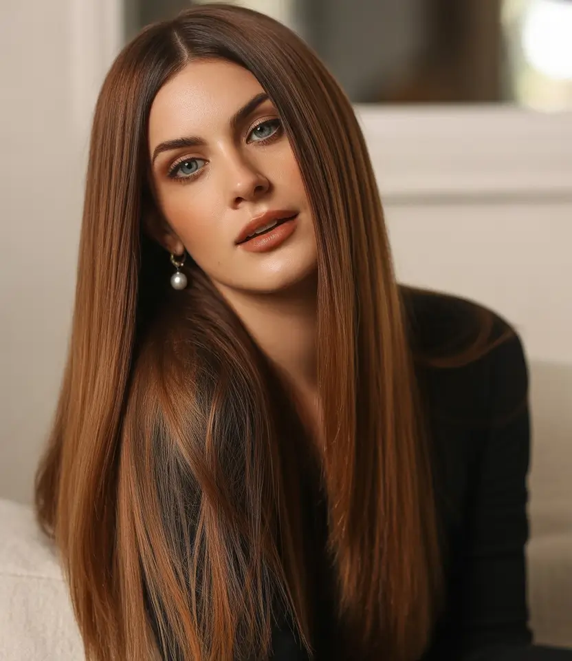 Chestnut brown fall hair color 2025 Polished Elegance