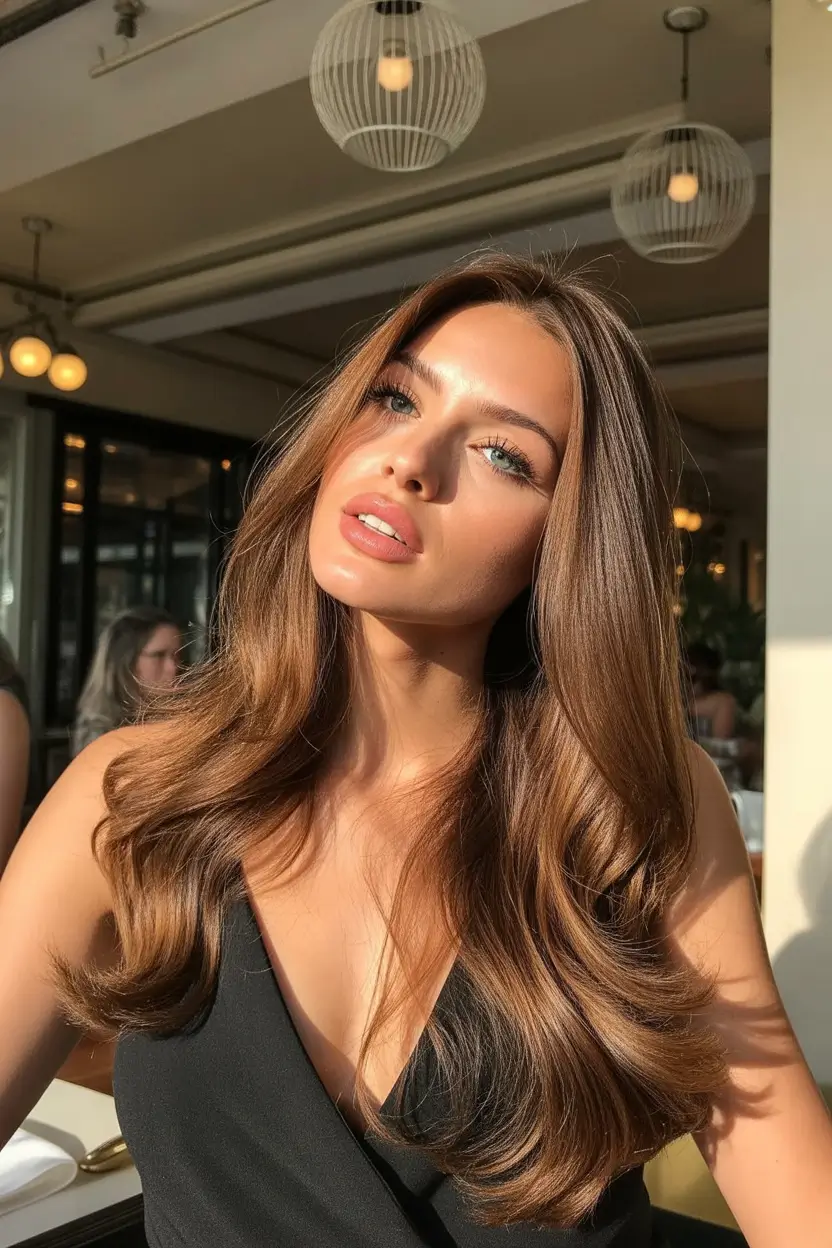 Chestnut brown fall hair color 2025 Radiant Daylight Shine